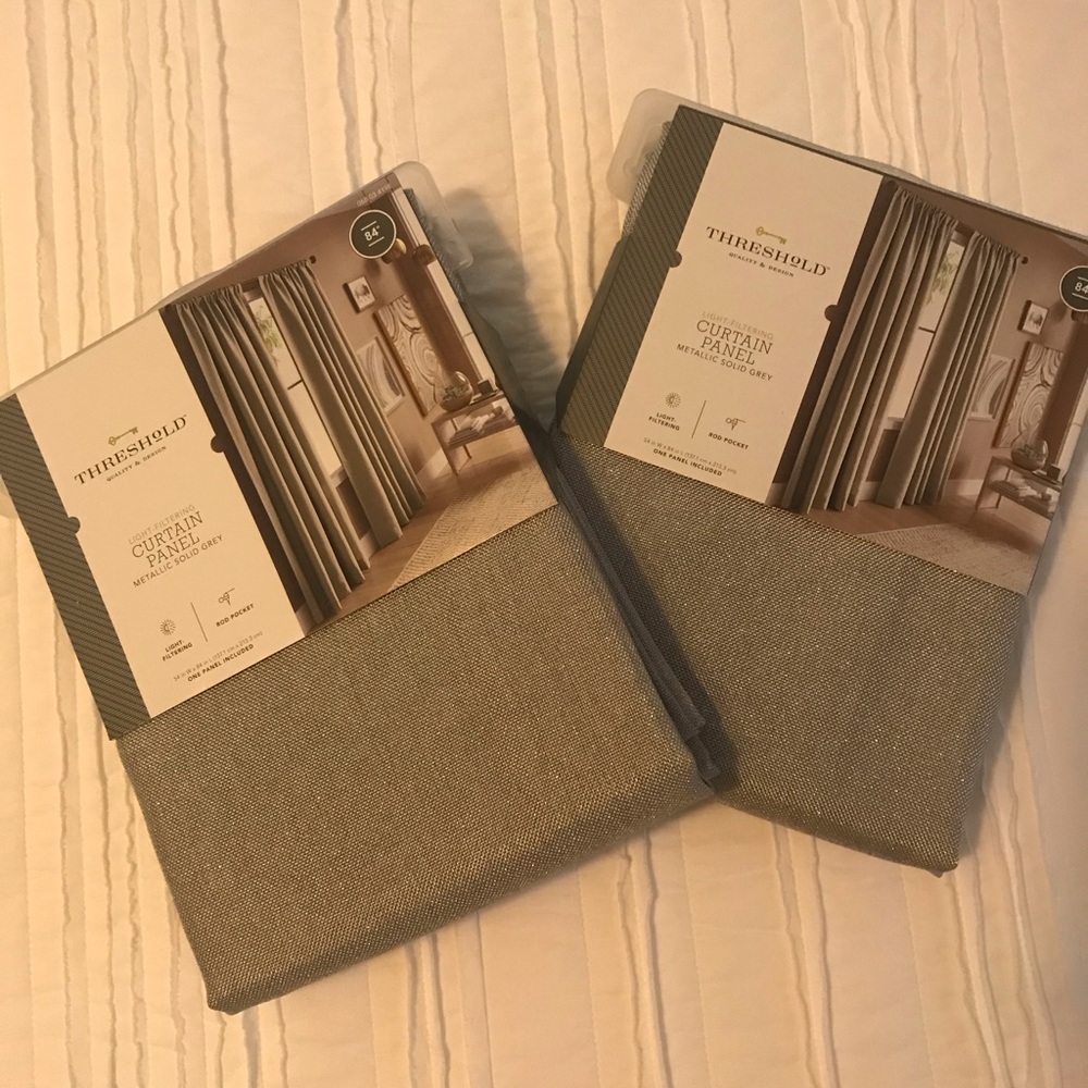 Metallic Grey Light Filtering Curtain Panels